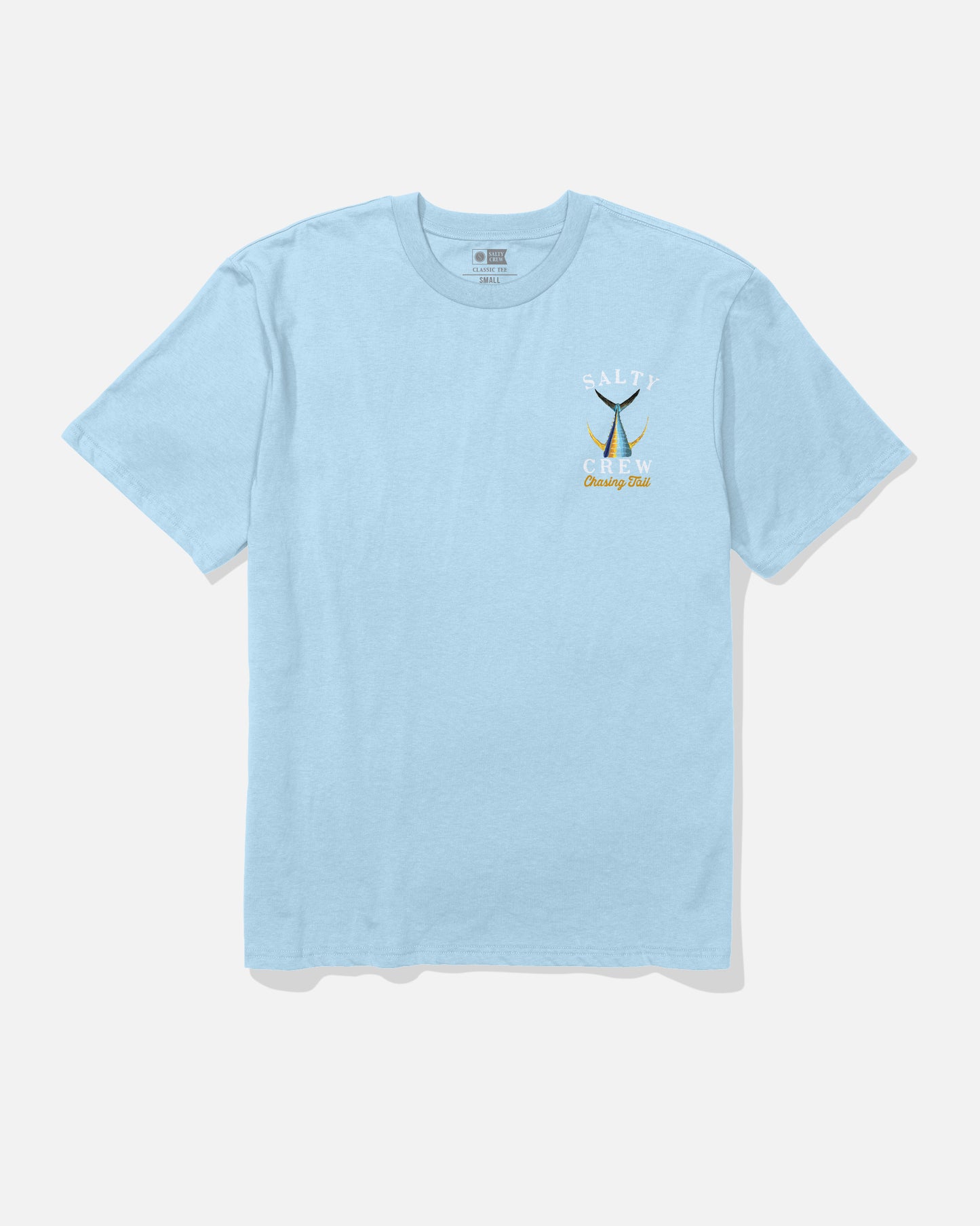 Front view of the Tailed Classic Tee - Clear Sky.