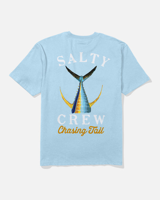 Back view of the Tailed Classic Tee - Clear Sky.
