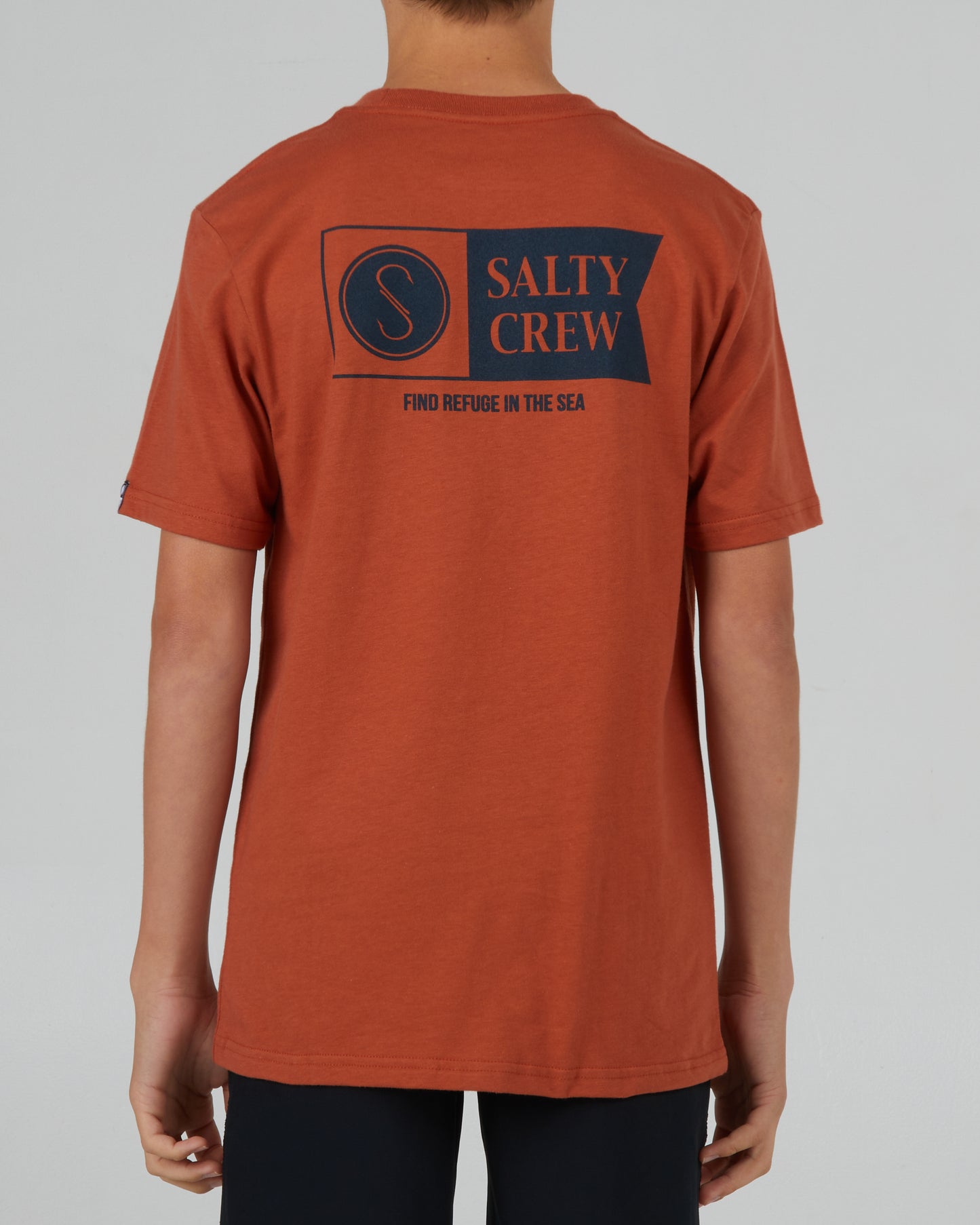 back view of Alpha Flag Boys Rust S/S Tee