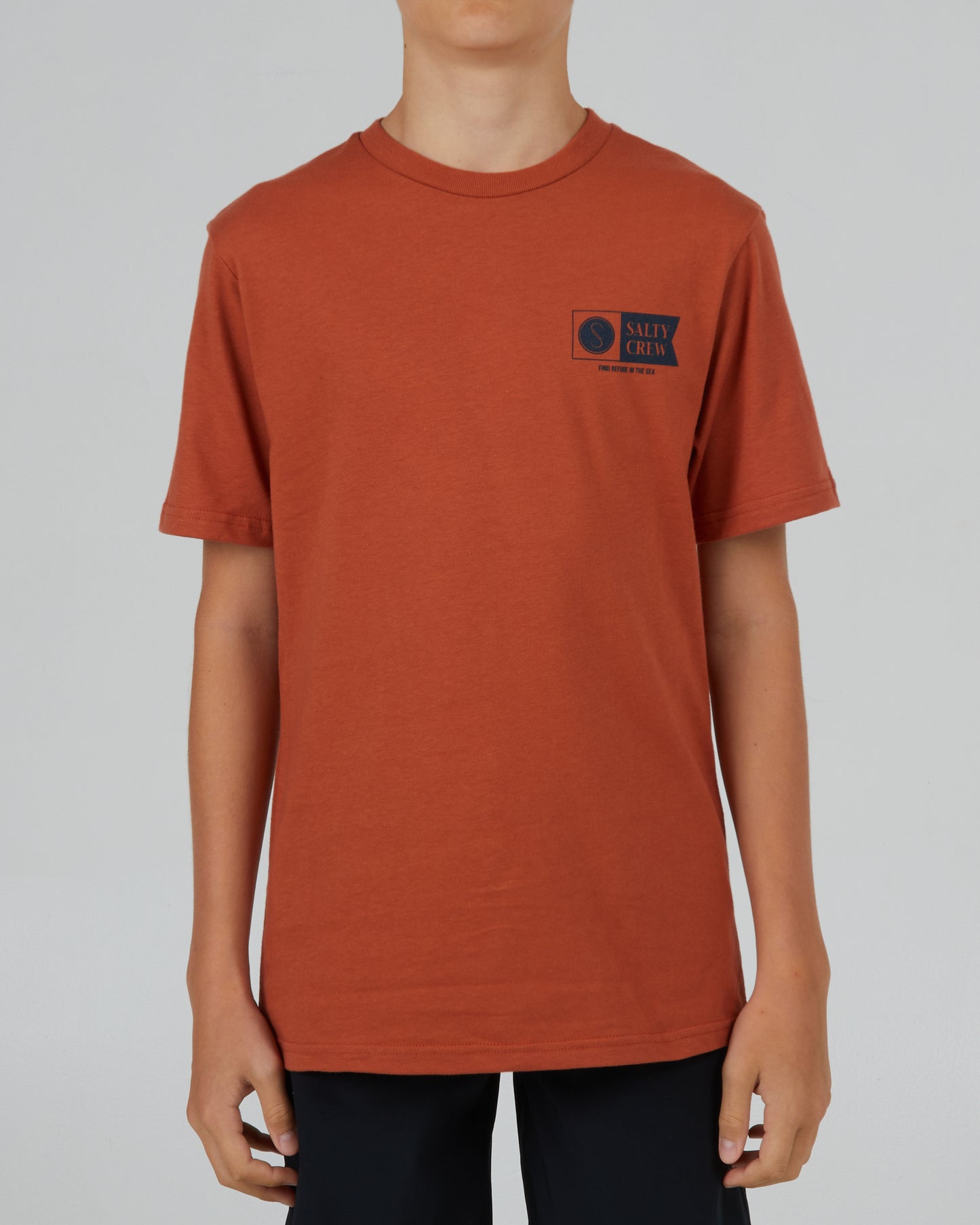 front view of Alpha Flag Boys Rust S/S Tee