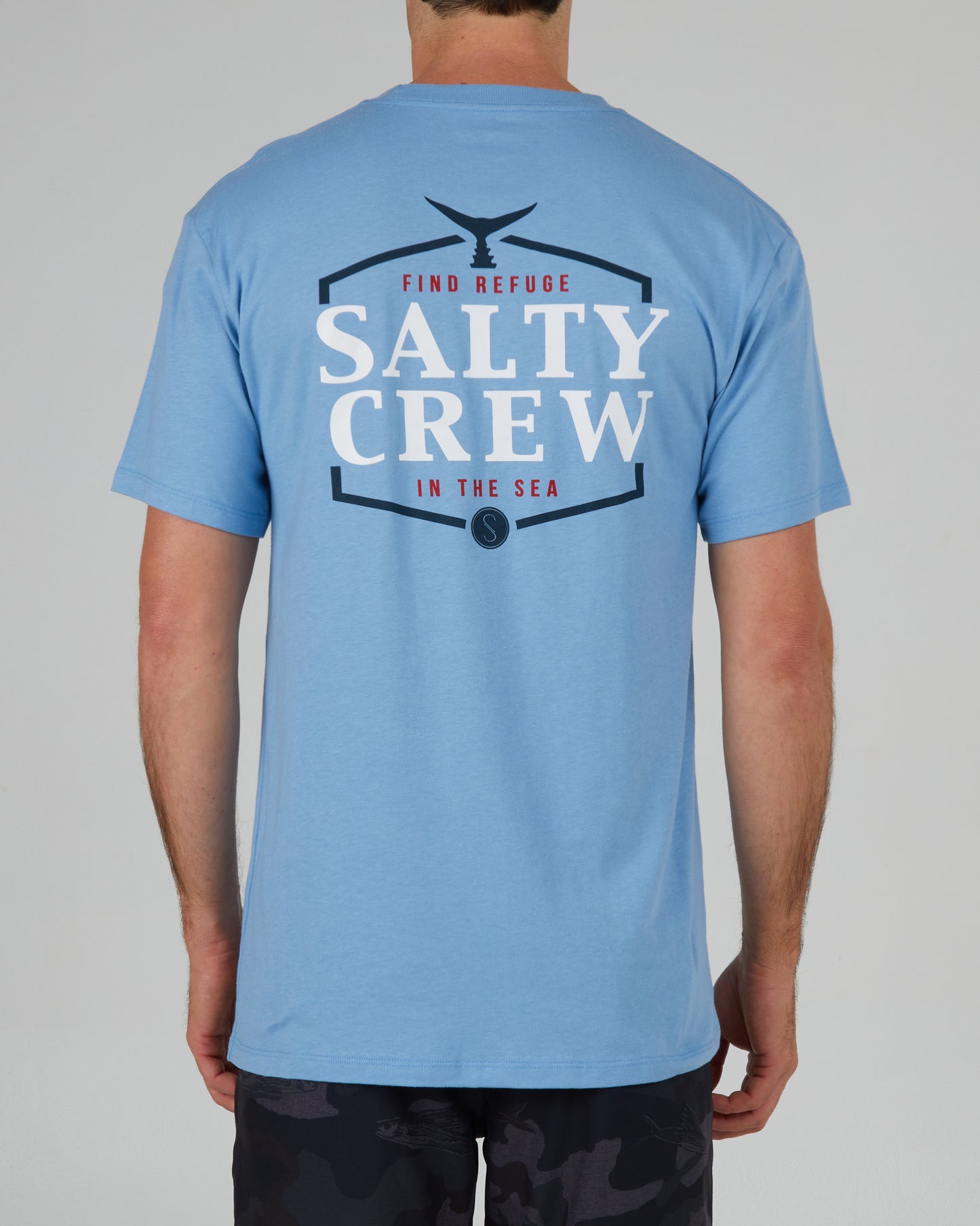back view of Skipjack Marine Blue S/S Premium Tee