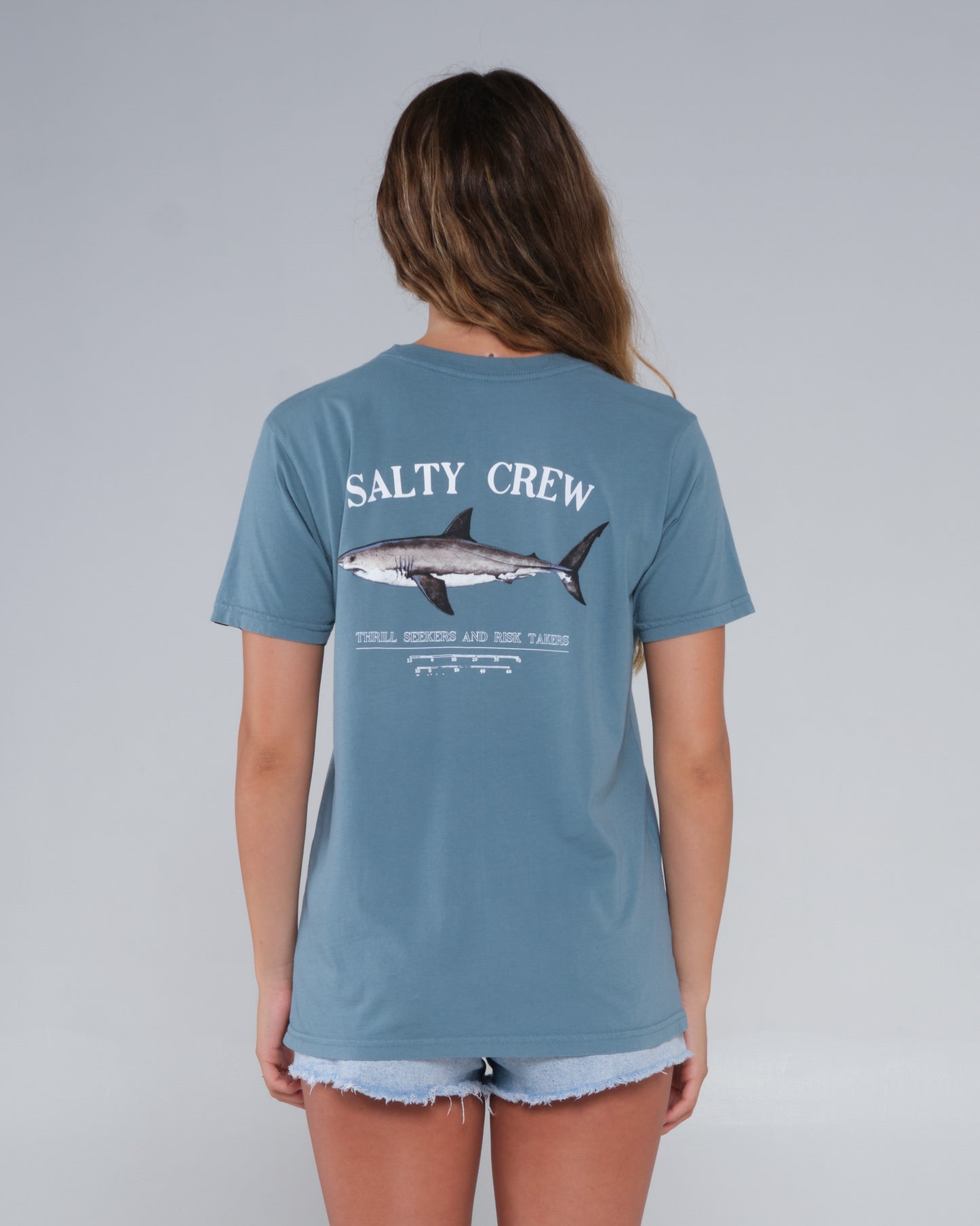 back view of Bruce Atlantic Green Boyfriend Tee