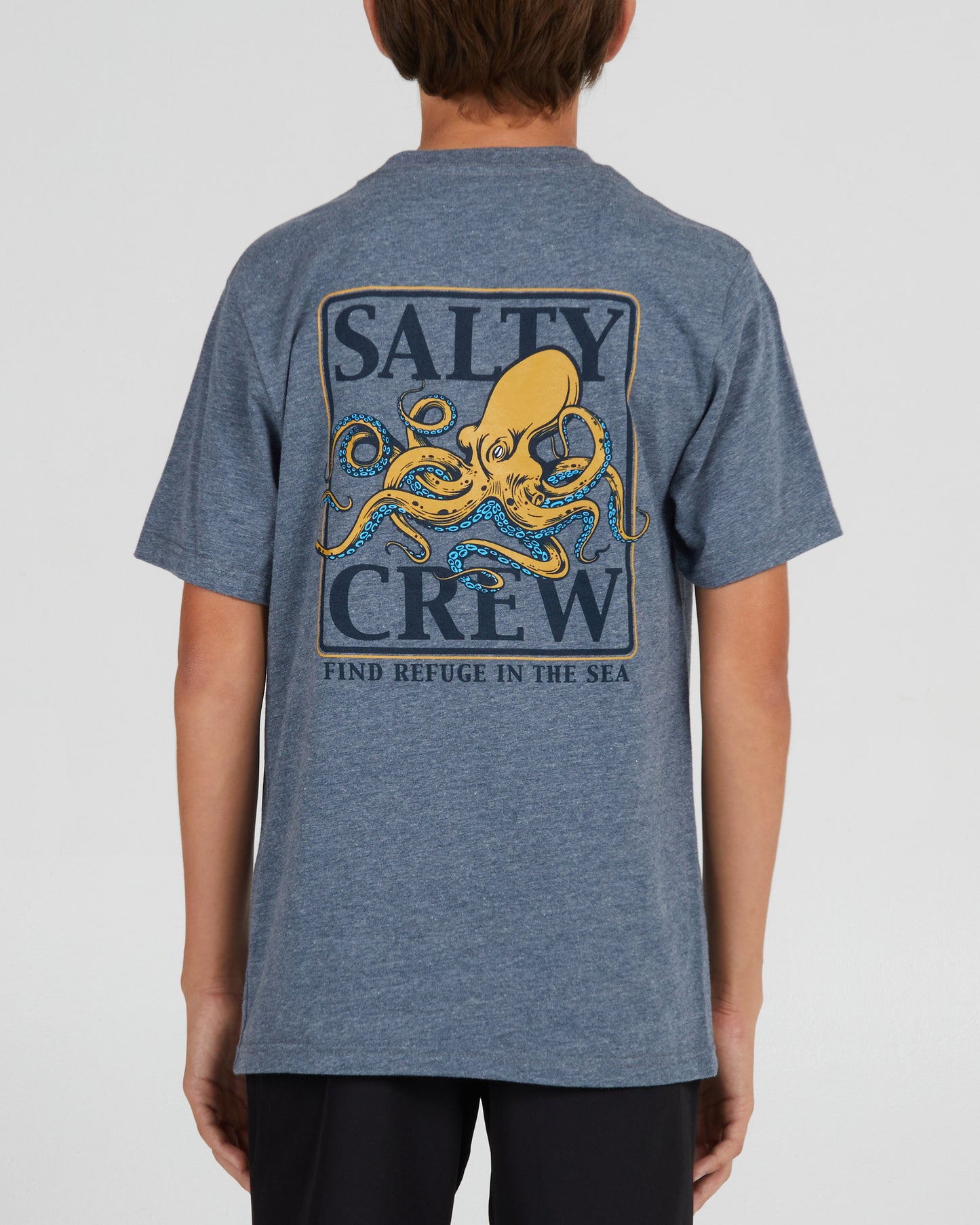 back view of Ink Slinger Boys Athletic Heather S/S Tee