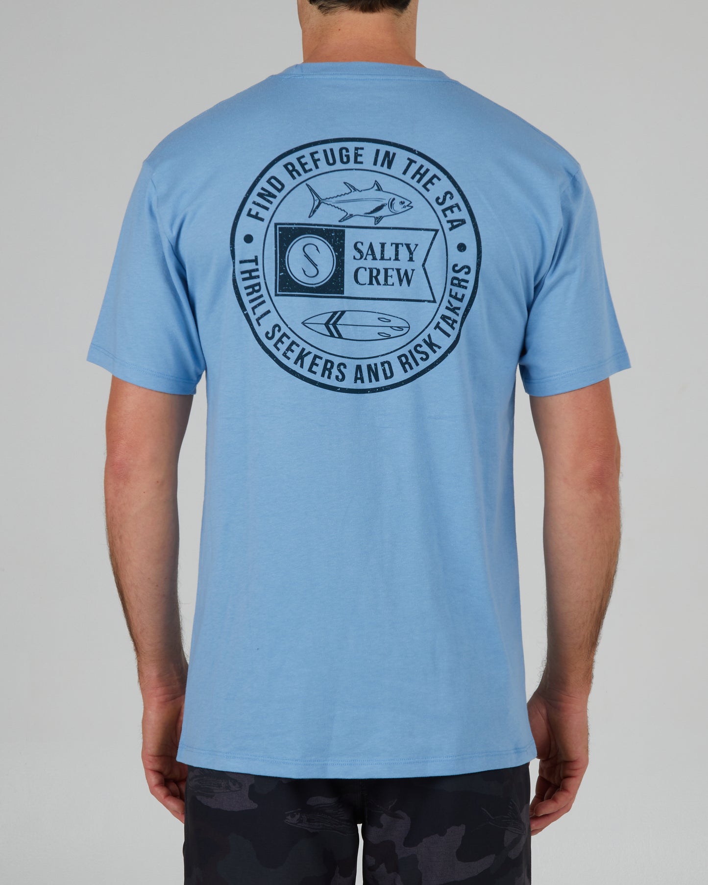 back view of Legends Marine Blue S/S Premium Tee