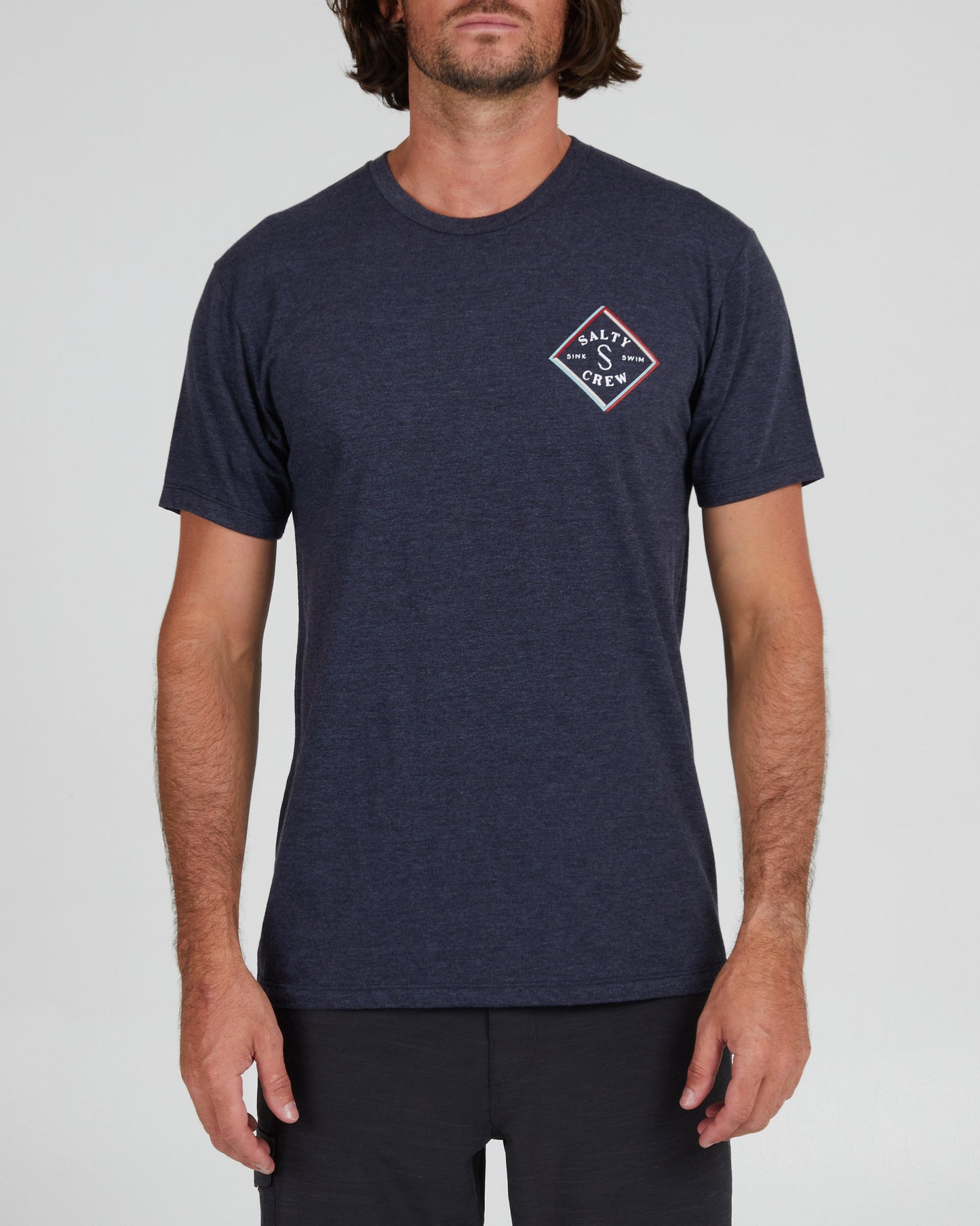 front view of Optical Navy Heather S/S Premium Tee