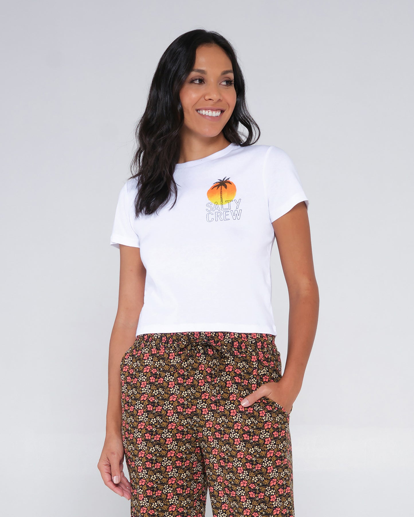 Summer Vibe White Baby Tee