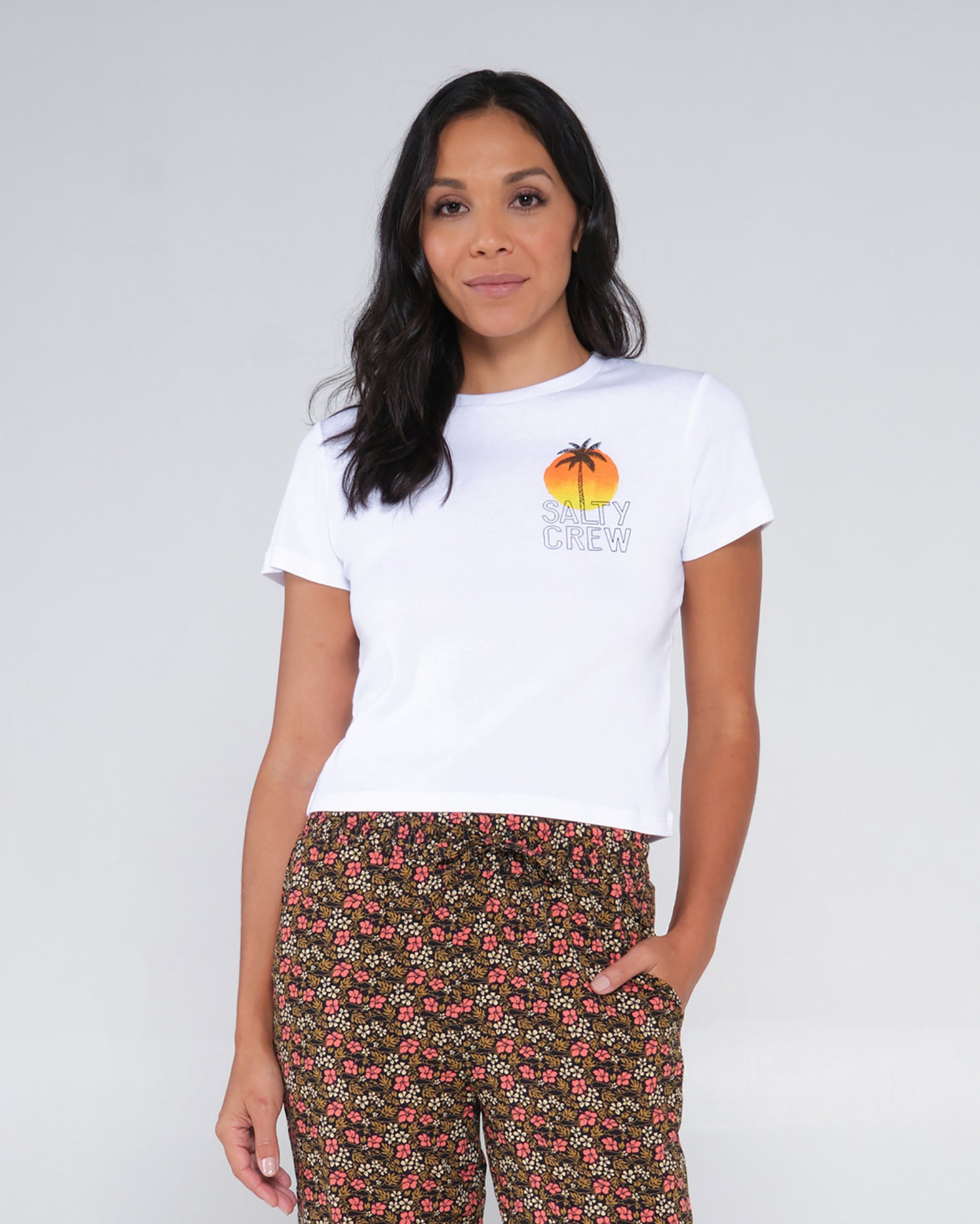 Summer Vibe White Baby Tee