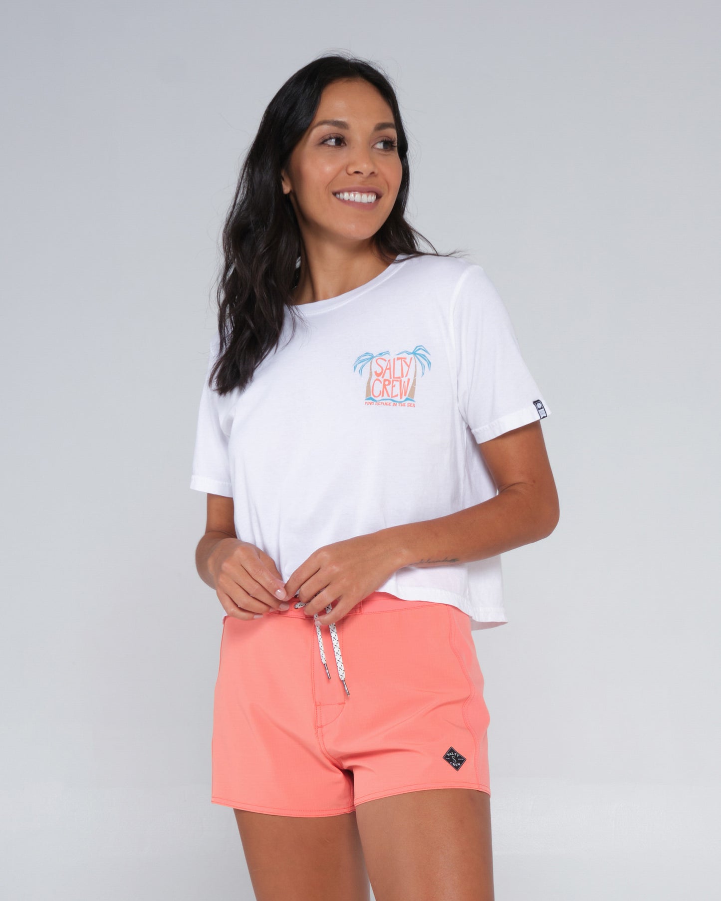 Postcard White Crop Tee