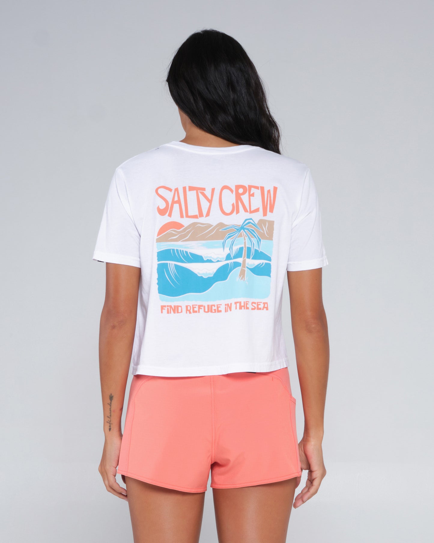 Postcard White Crop Tee