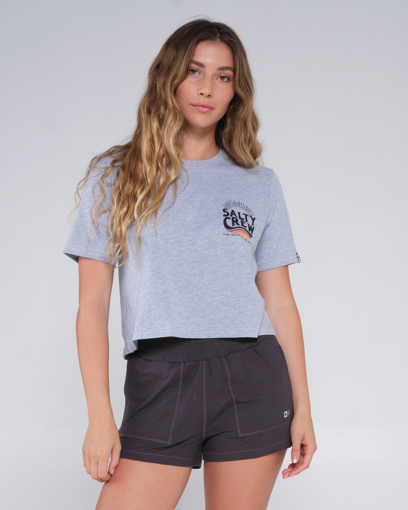 THE WAVE CROP TEE - Athletic Heather