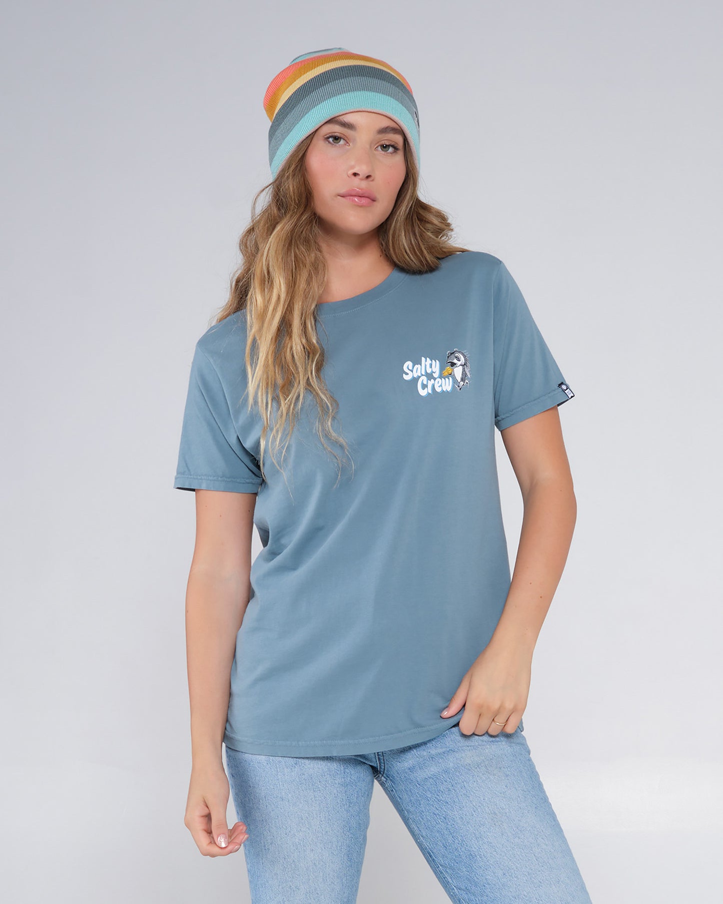 front view of Fish N Chips Atlantic Green Boyfriend Tee
