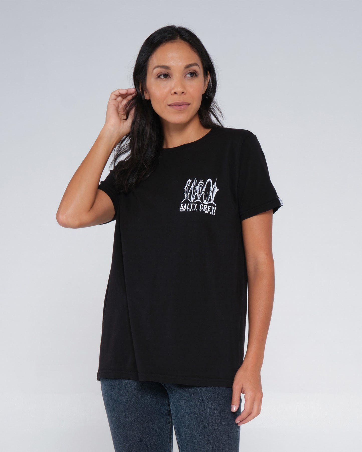 Line Up Black Boyfriend Tee