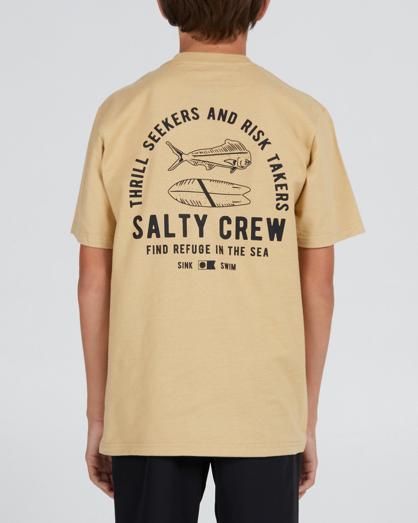 On body back of the Lateral Line Boy Camel S/S Tee