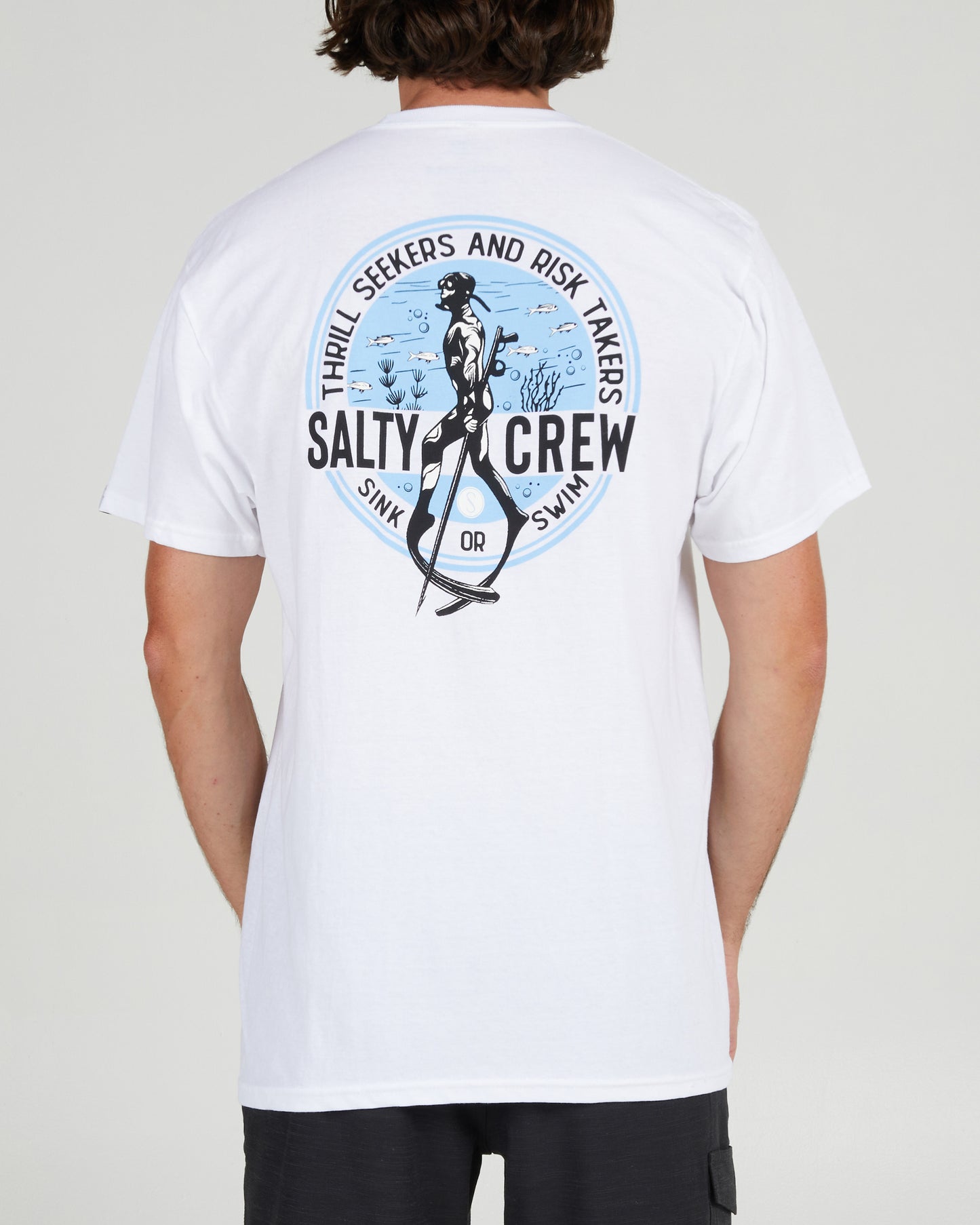 On body back of the Dive Bar White S/S Standard Tee