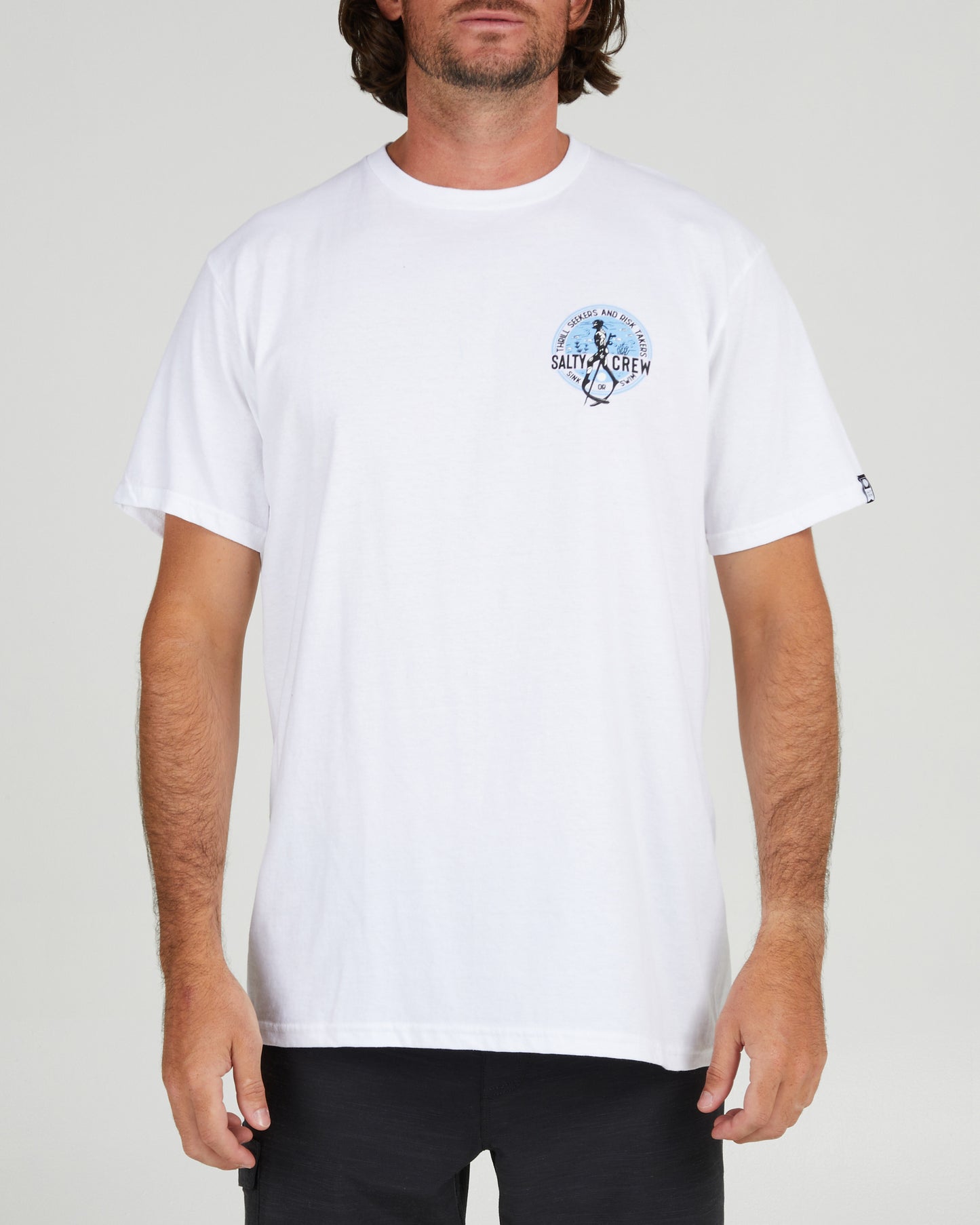 On body front of the Dive Bar White S/S Standard Tee