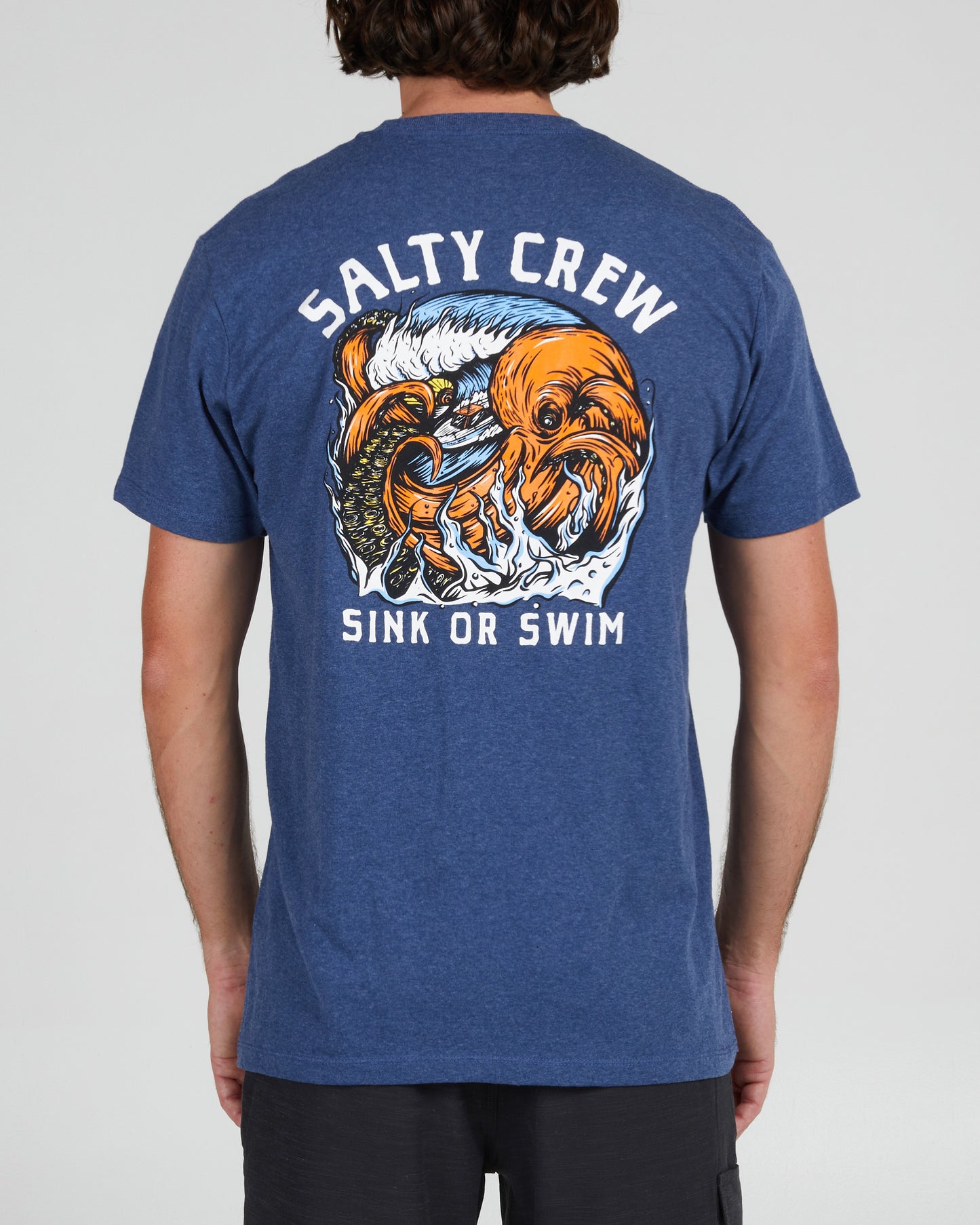 On body back of the Tsunami Navy Heather S/S Standard Tee
