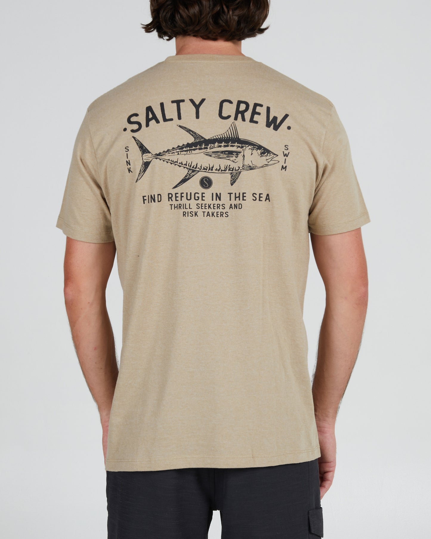 On body back of the Market Khaki Heather S/S Standard Tee