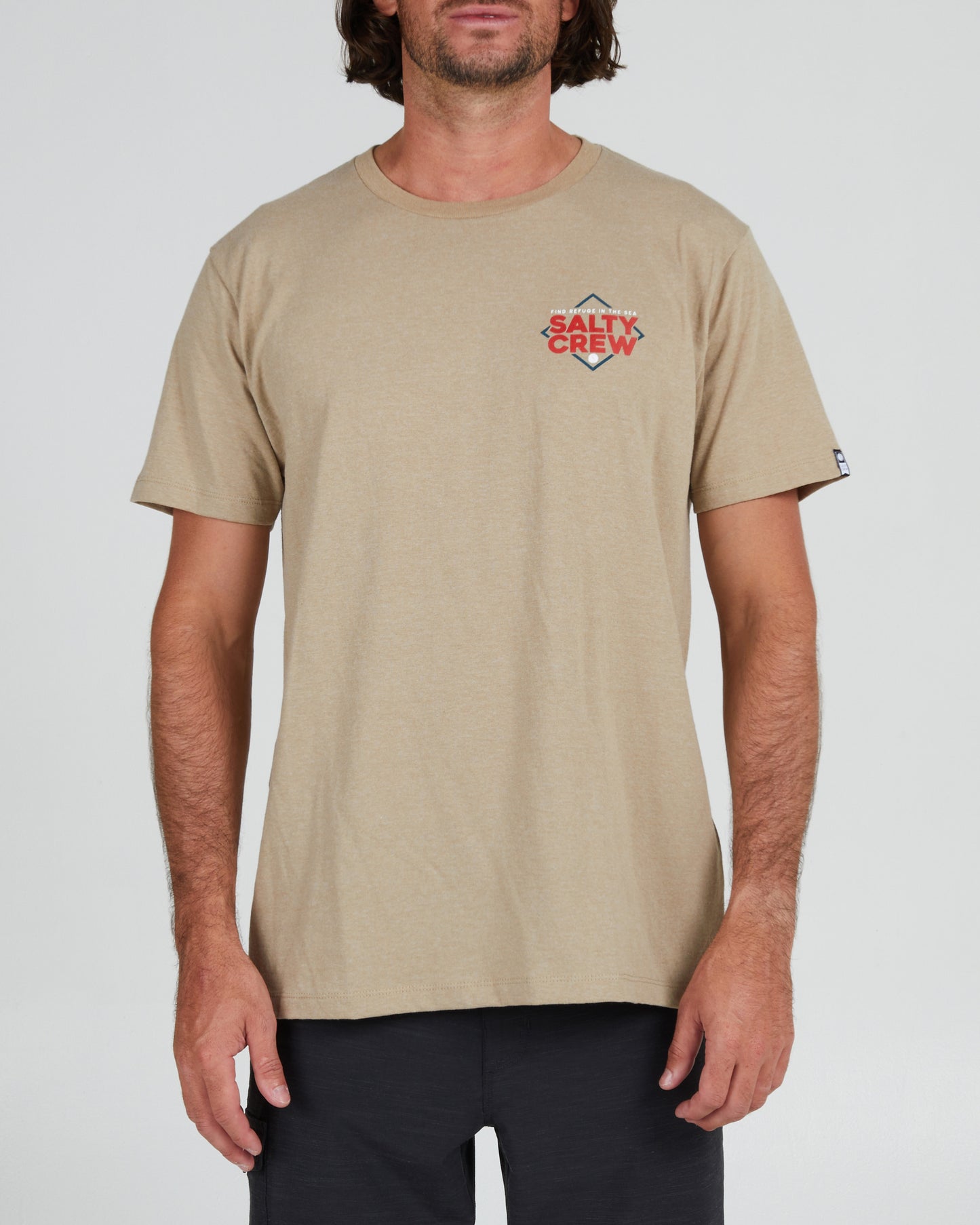On body front of the No Slack Khaki Heather S/S Standard Tee