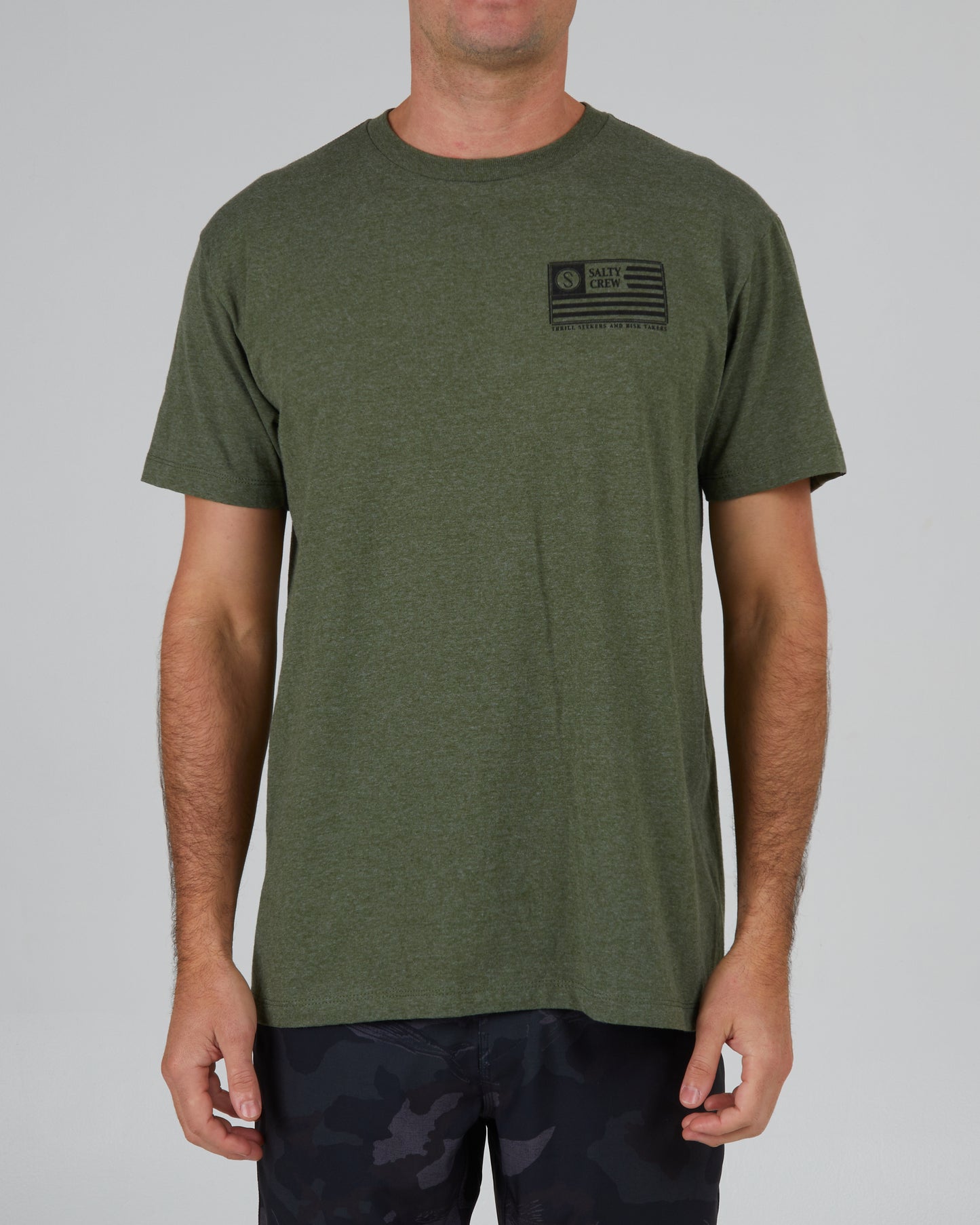 front view of Freedom Flag Forest Heather S/S Premium Tee