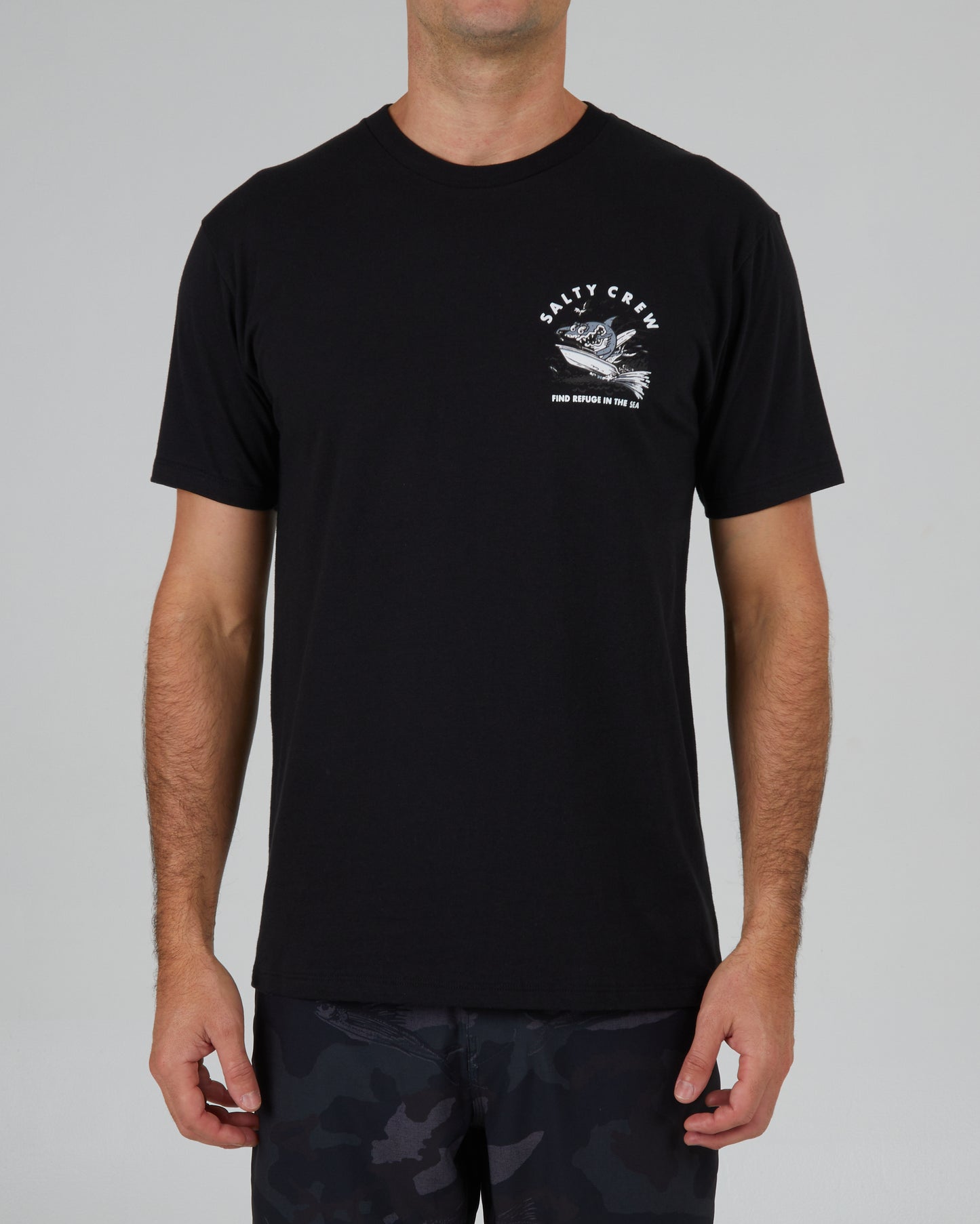 front view of Hot Rod Shark Black S/S Premium Tee