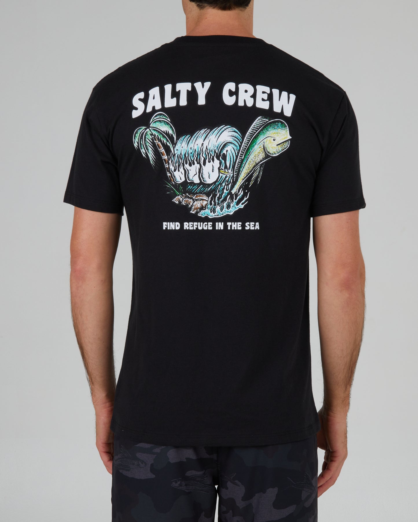 back view of Shaka Black S/S Premium Tee