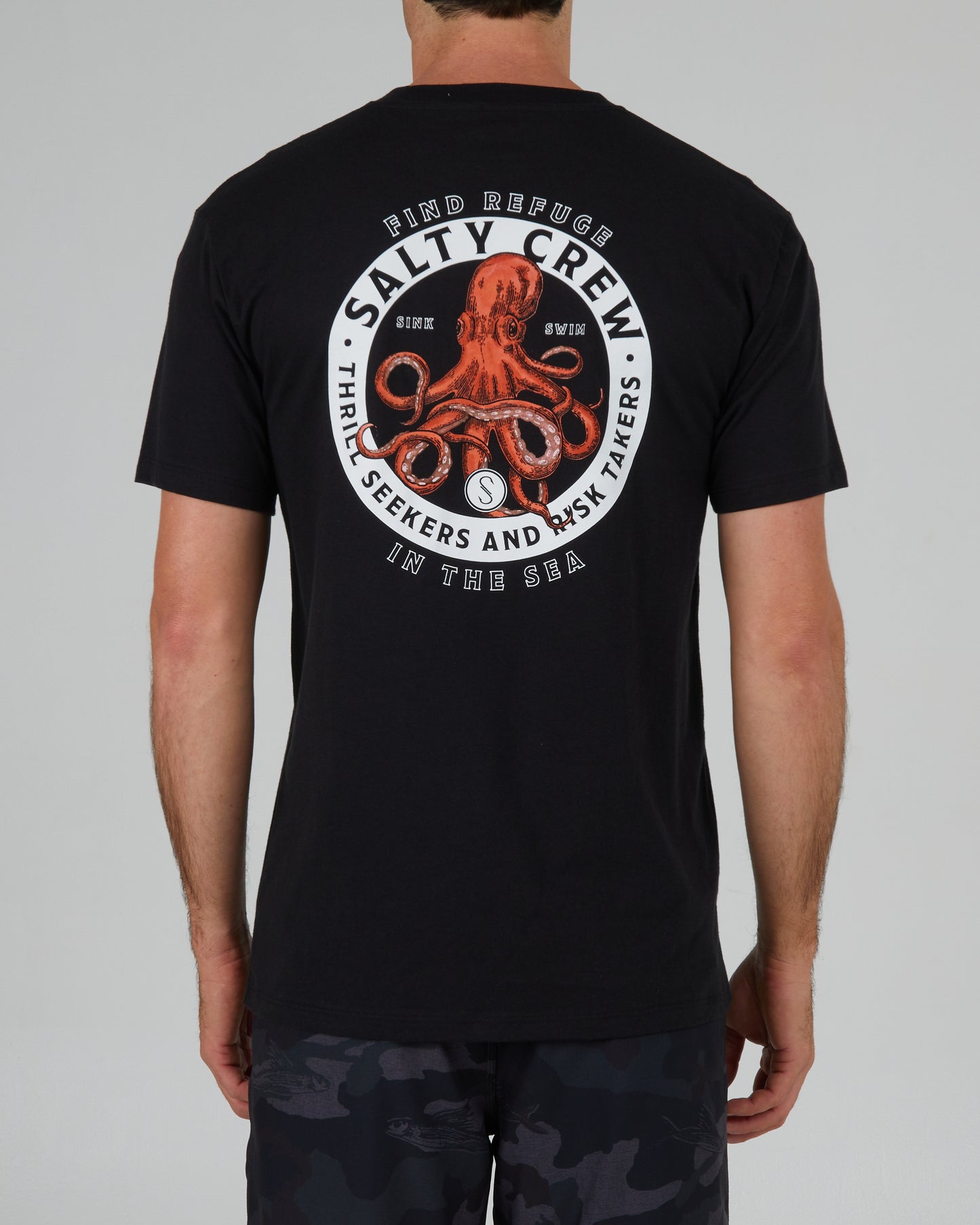 back view of Deep Reach Black S/S Premium Tee