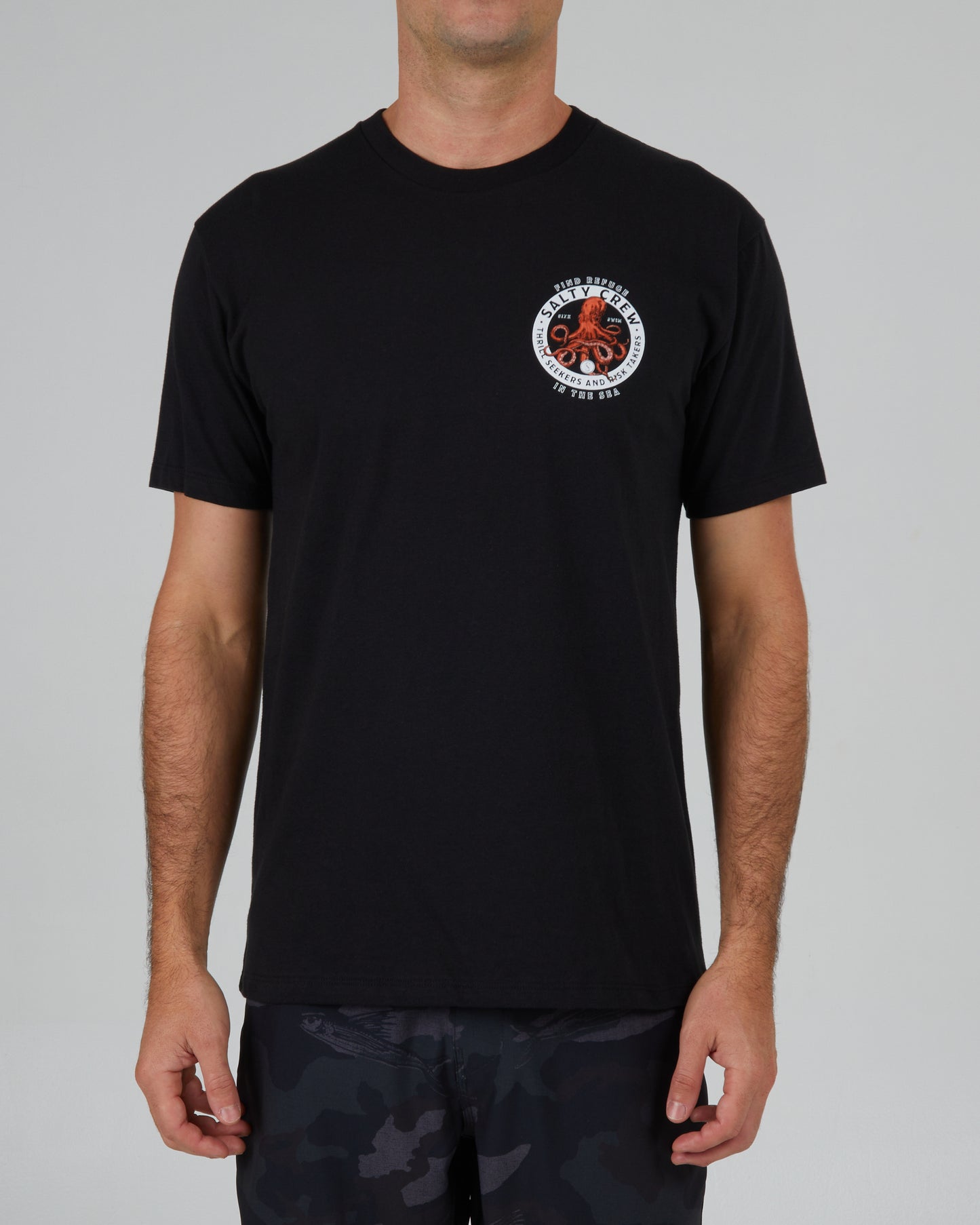 front view of Deep Reach Black S/S Premium Tee