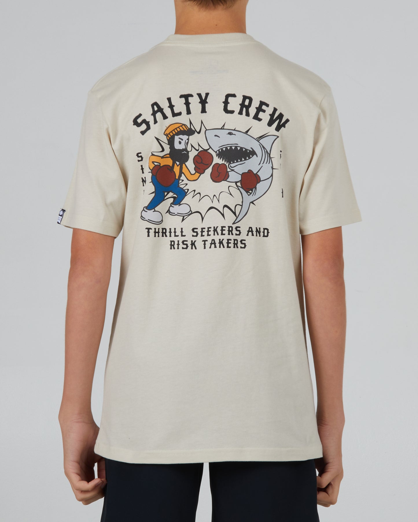 back view of Fish Fight Boys Bone S/S Tee