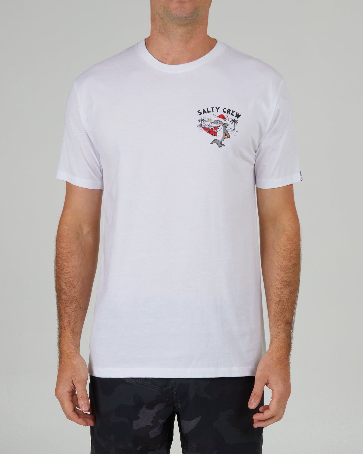 front view of Santa Shark White S/S Premium Tee