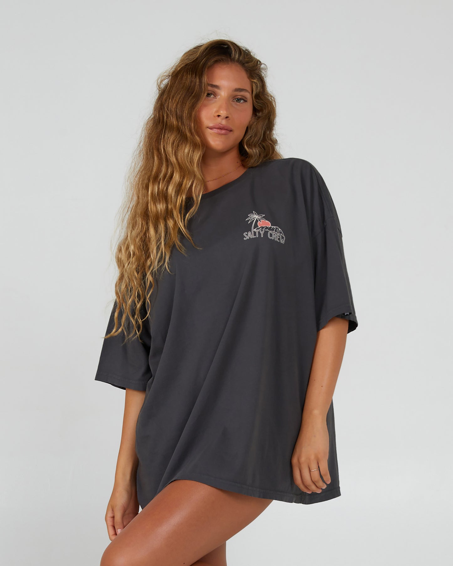 front view of Joy Charcoal Cover Up Tee