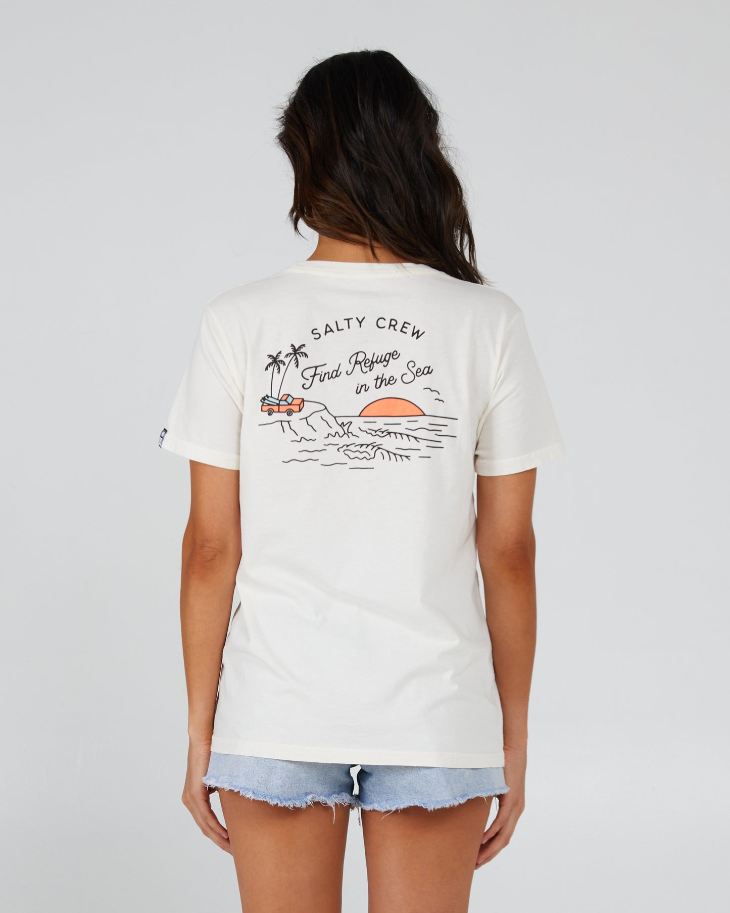 back view of Lookout Off White Boyfriend Tee