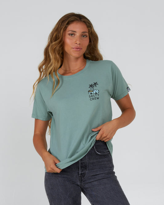 front view of Lookout Sage Boyfriend Tee