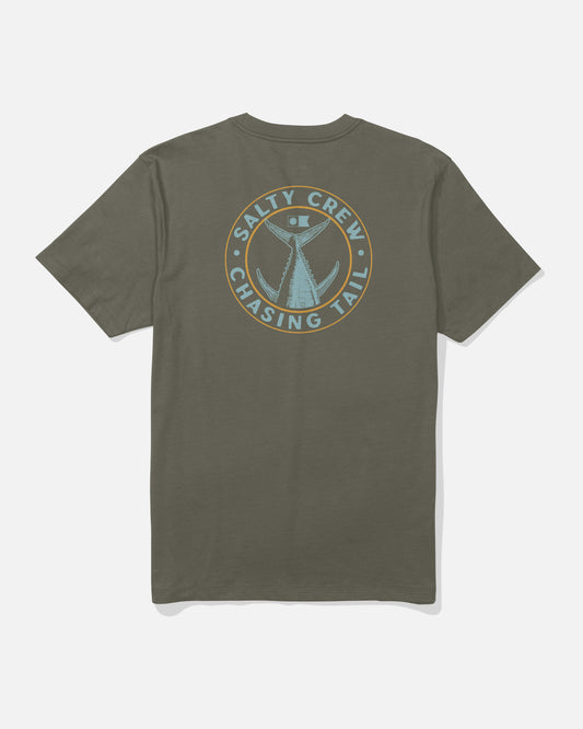 Back view of the Tailgate Tee - Dusty Olive.