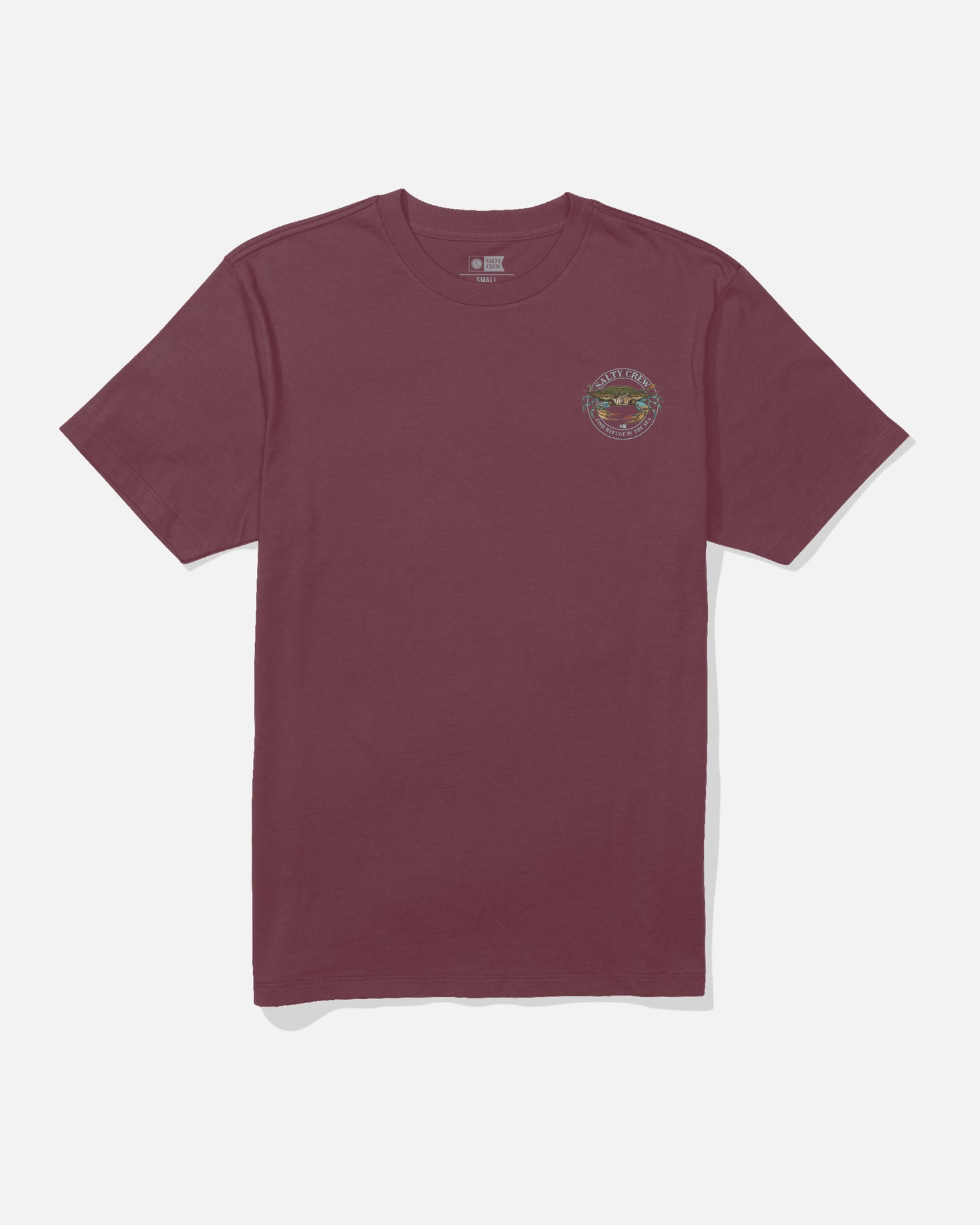 Front view of the Jimmy Tee - Burgundy.