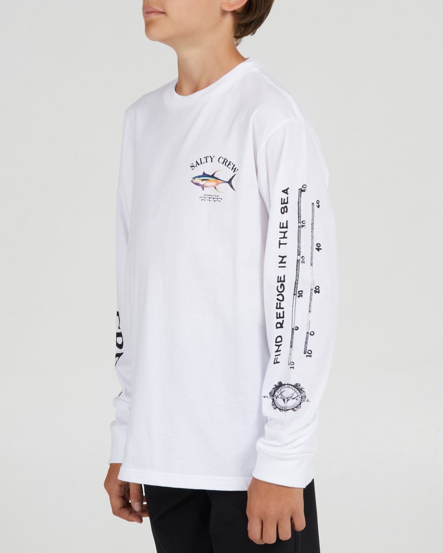 Ahi Mount Boys White L/S Tee