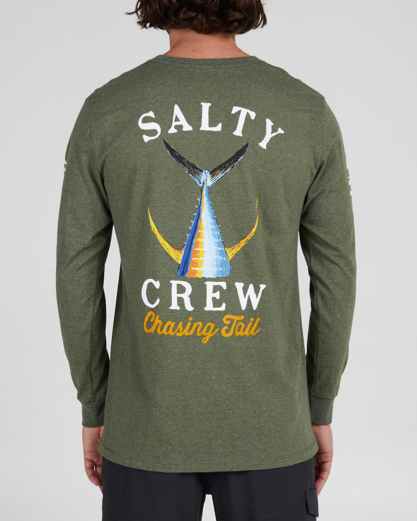 back view of Tailed Forest Heather L/S Standard Tee