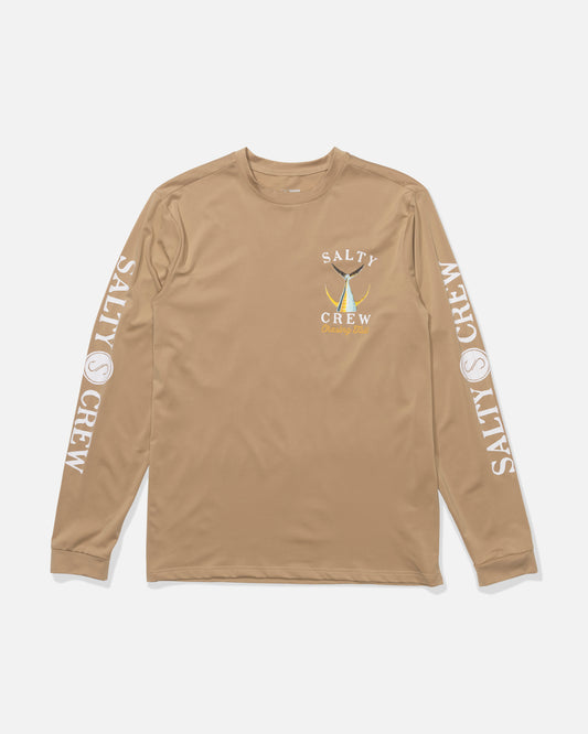 Front view of the Tailed Long Sleeve Sunshirt - Khaki.