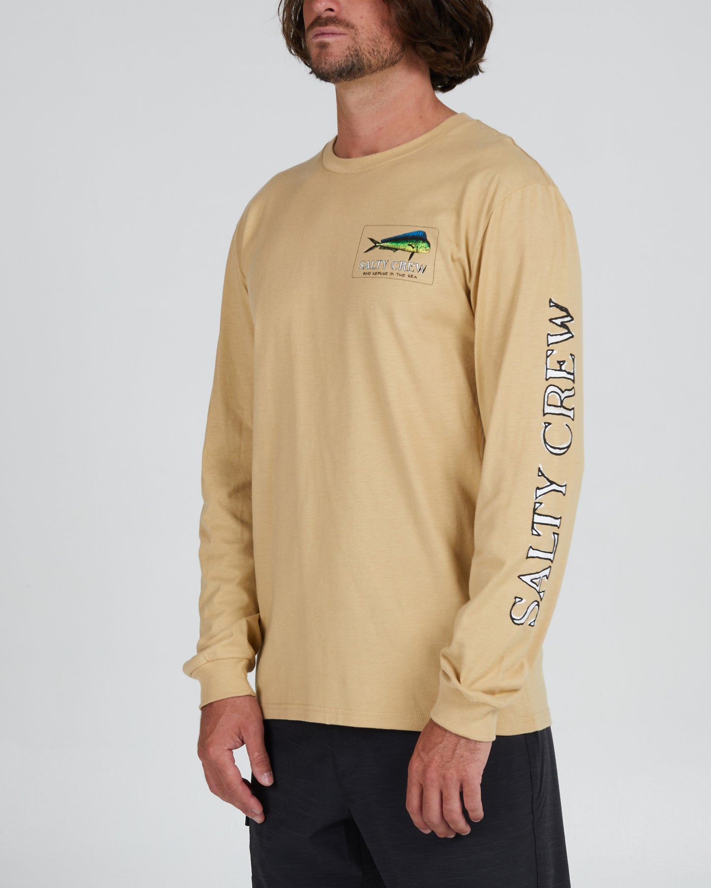 front angled El Dorado Black L/S Premium Tee