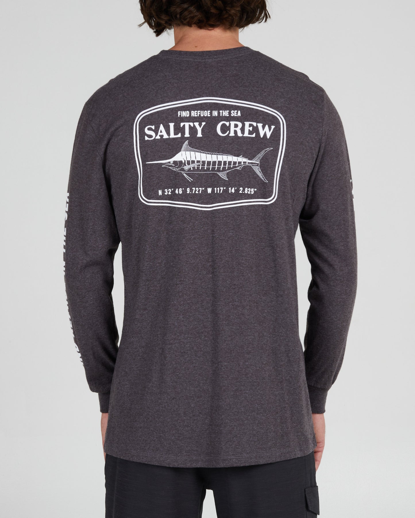 back view of Stealth Charcoal Heather L/S Standard Tee