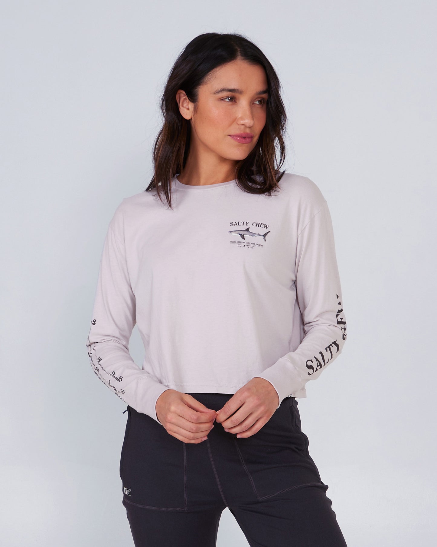 alternate front angle of Bruce Natural L/S Crop