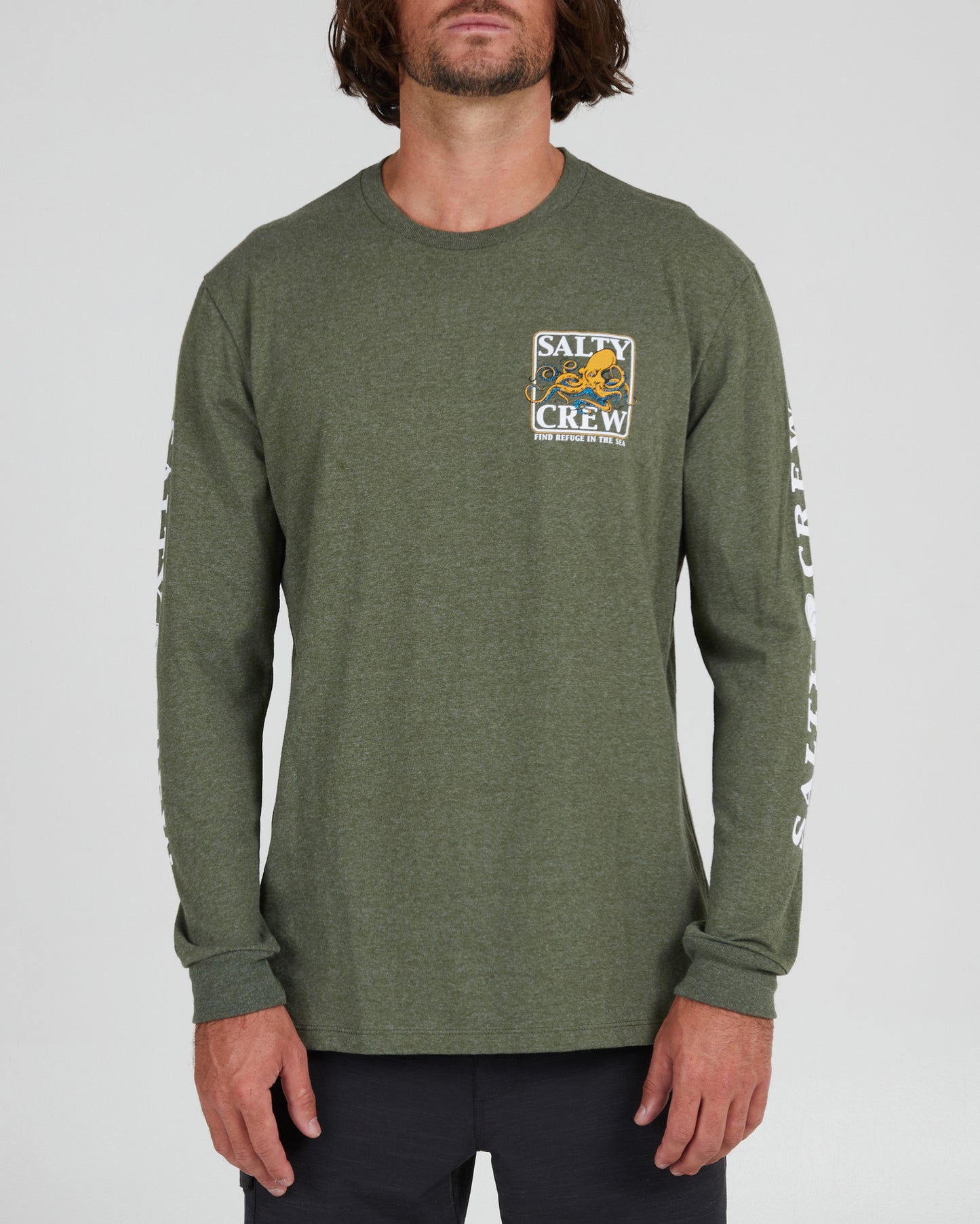 front view of Ink Slinger Forest Heather L/S Standard Tee