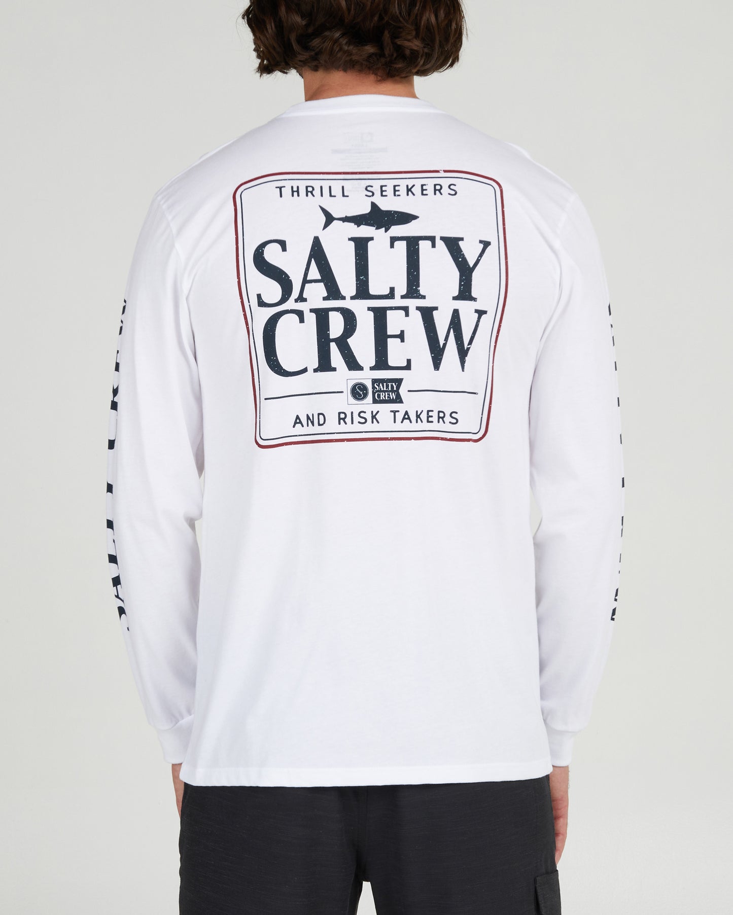 On body back of the Coaster White L/S Premium Tee