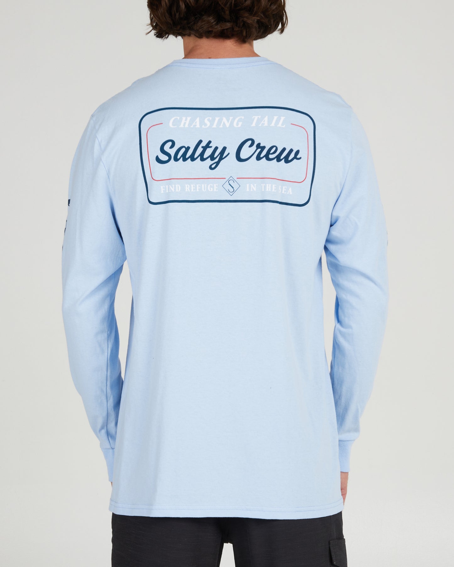 back view of Marina Light Blue L/S Standard Tee
