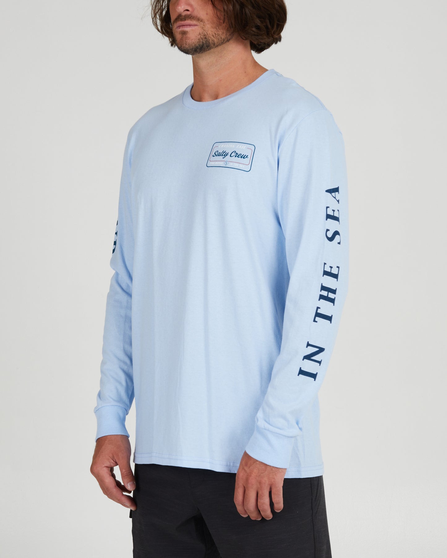 front angled Marina Light Blue L/S Standard Tee