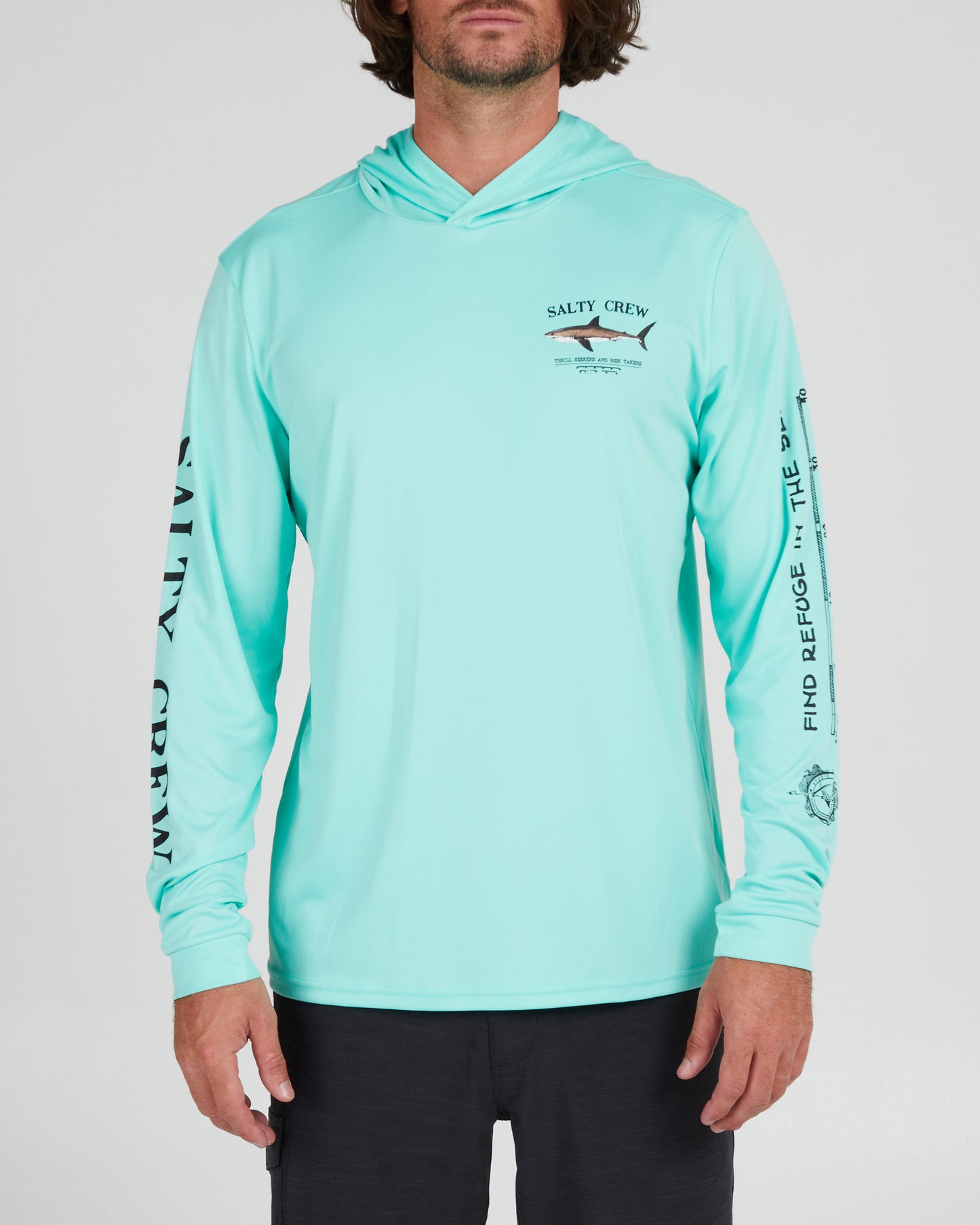 front view of Bruce Sea Foam Hood Sunshirt