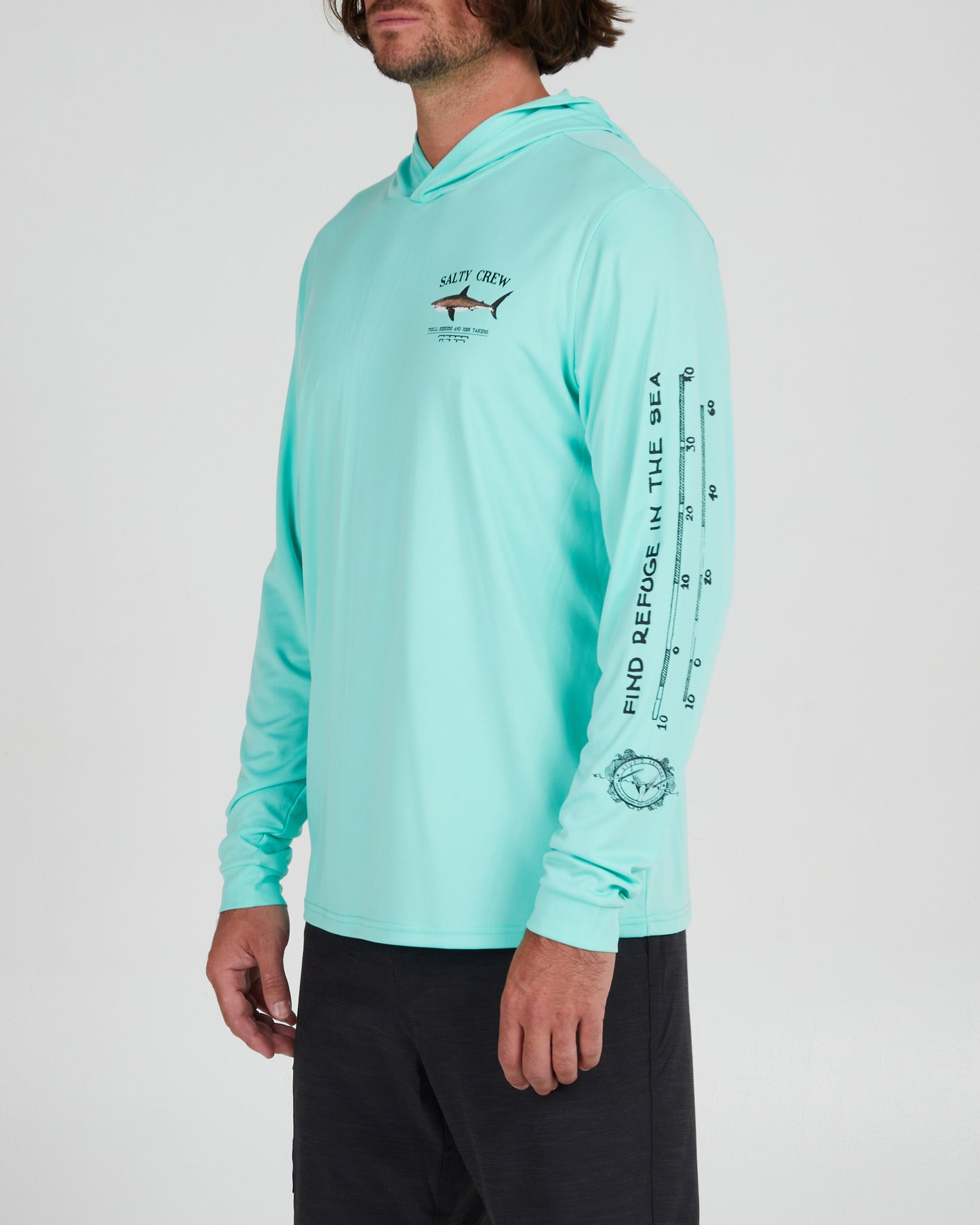 front angled Bruce Sea Foam Hood Sunshirt