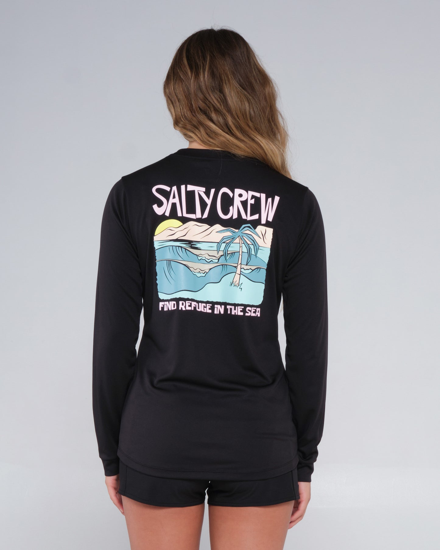 back view of Postcard Black L/S Sunshirt