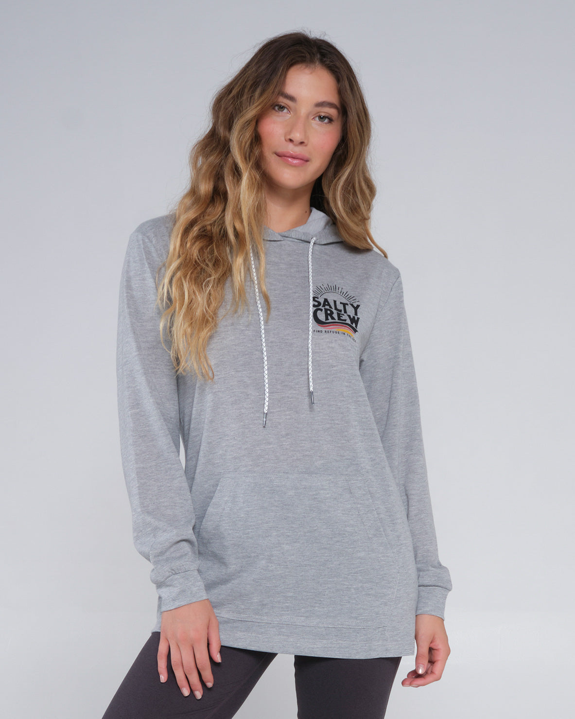 front view of The Wave Athletic Heather Mid Weight Hoody