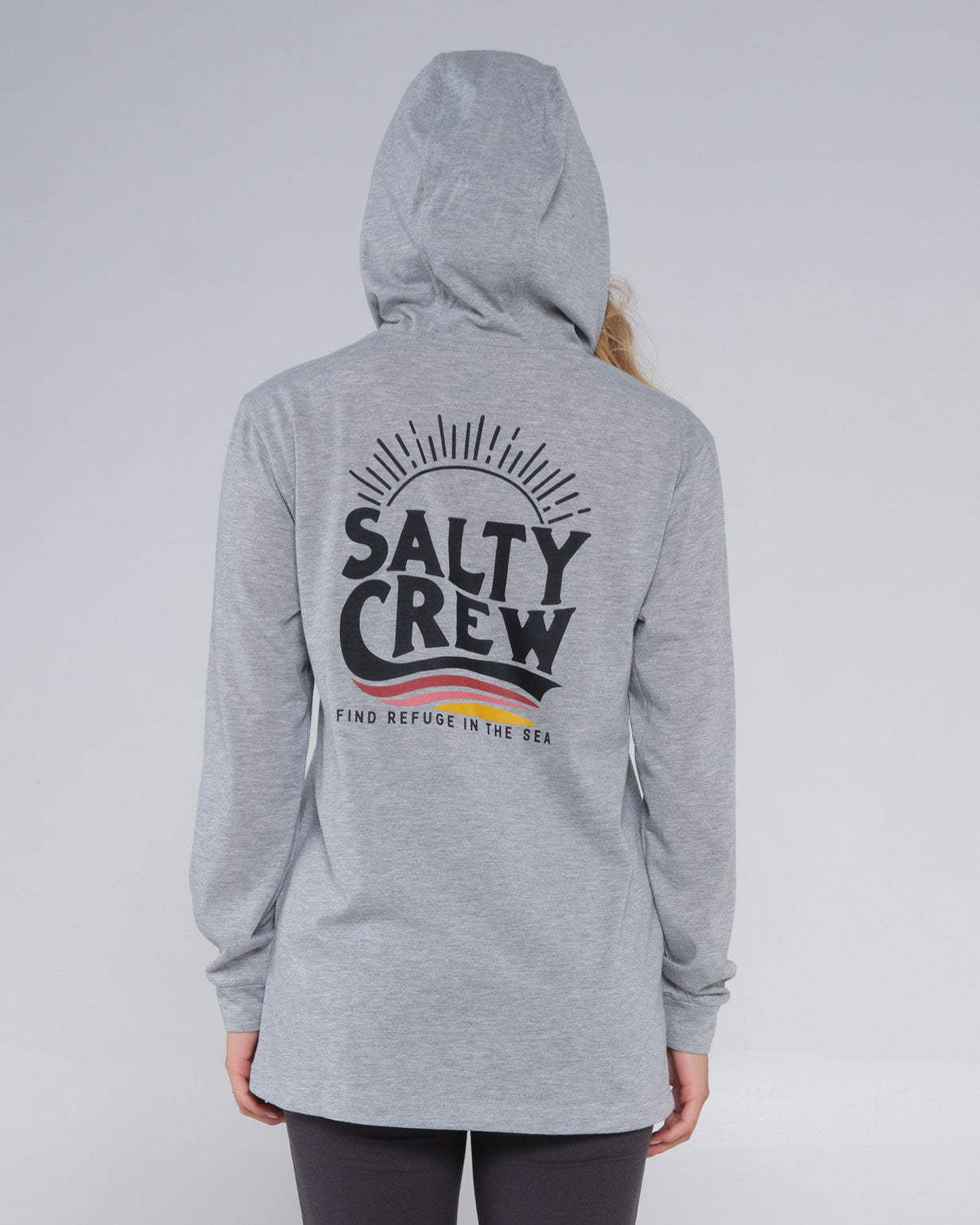 back view of The Wave Athletic Heather Mid Weight Hoody