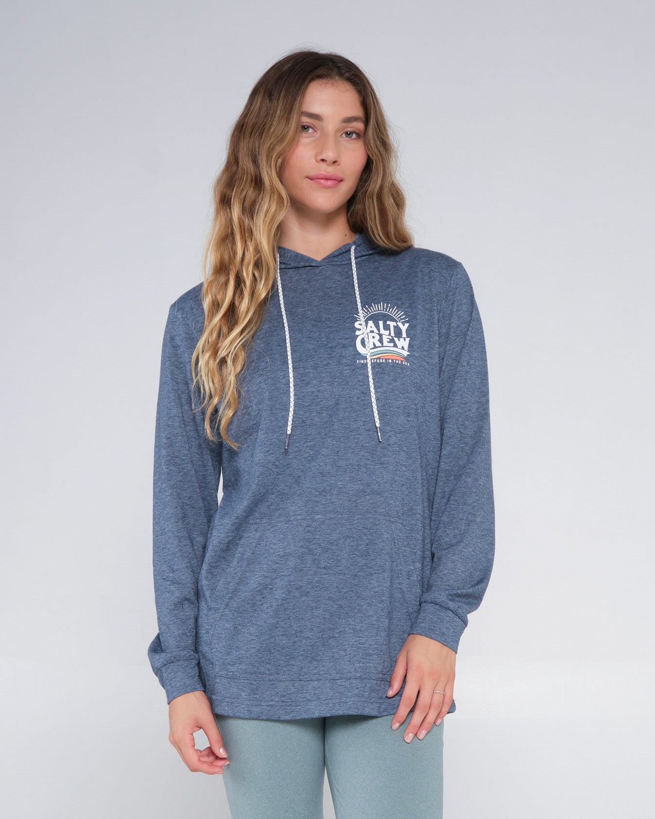 front view of The Wave Navy Mid Weight Hoody